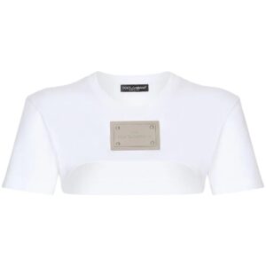 Dolce & Gabbana  KIM DOLCE&GABBANA logo-plaque cropped T-shirt