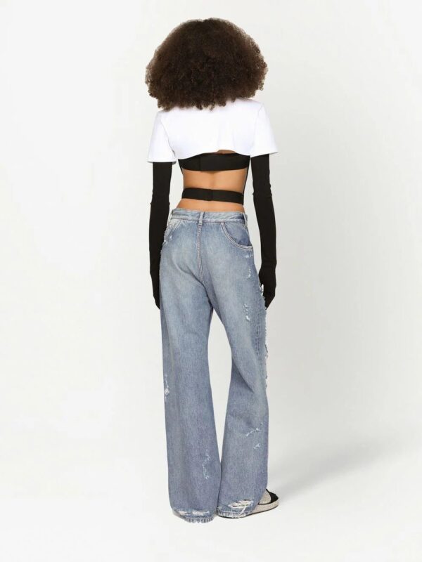 Dolce & Gabbana  KIM DOLCE&GABBANA logo-plaque cropped T-shirt - Image 4