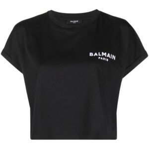 Balmain logo-print cropped T-shirt