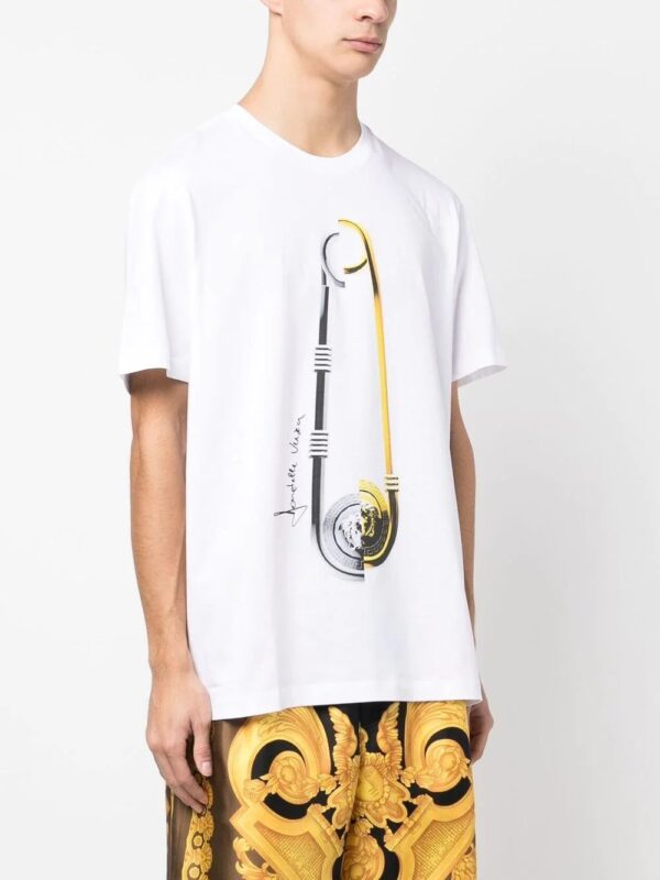 Versace  Safety Pin logo-print T-shirt - Image 3