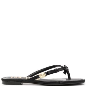 Versace Jeans Couture satin square-toe flip flops