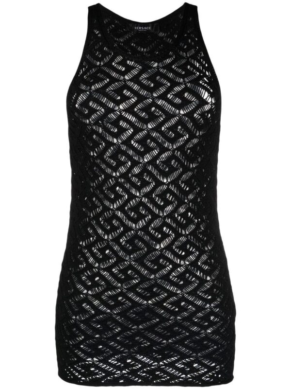 Versace  perforated monogram-pattern tank top