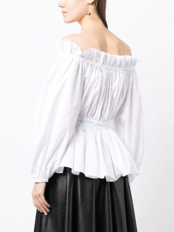 Alexander McQueen  off-shoulder cotton blouse - Image 4