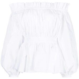 Alexander McQueen off-shoulder cotton blouse
