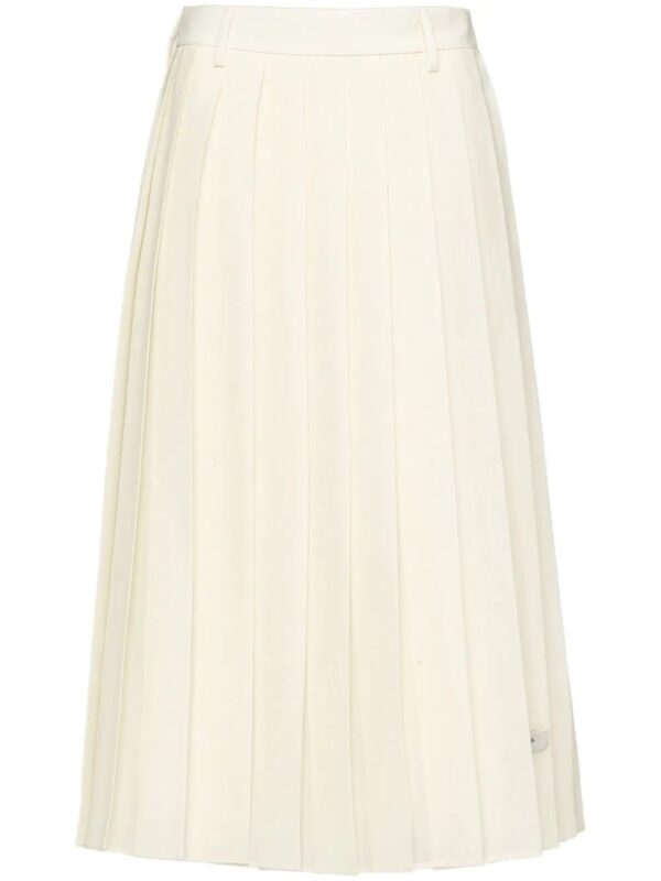 Prada  pleated logo-patch midi skirt