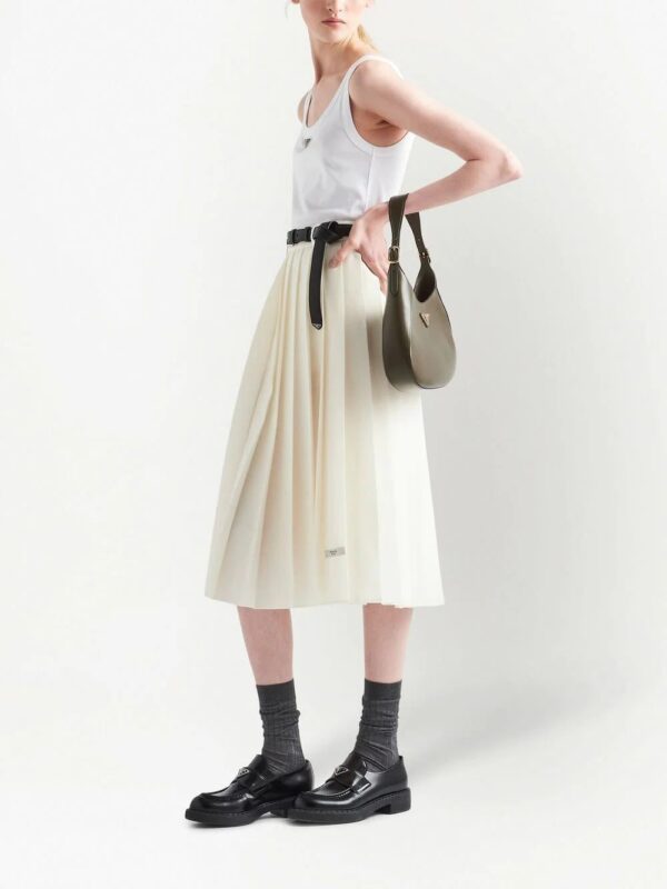 Prada  pleated logo-patch midi skirt - Image 2