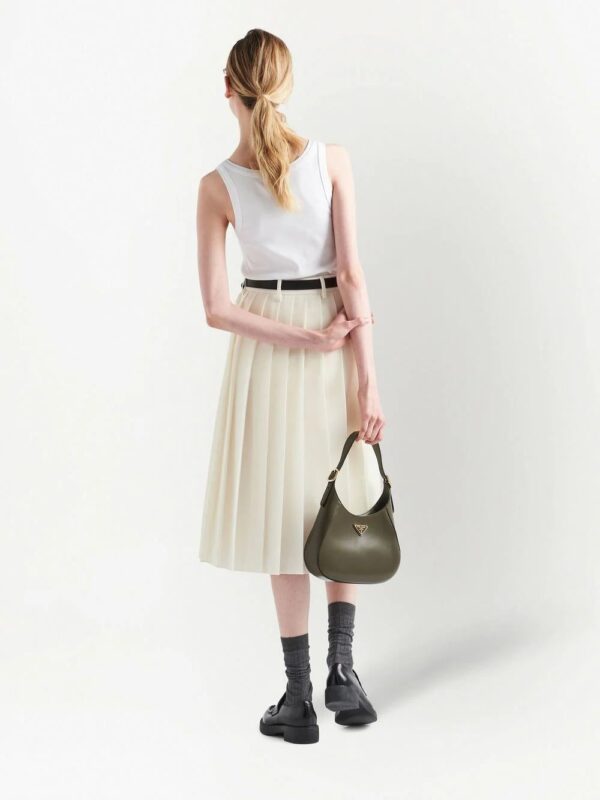 Prada  pleated logo-patch midi skirt - Image 3