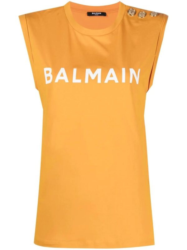 Balmain  logo-print cap-sleeve T-shirt