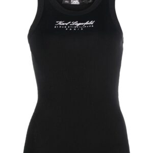 Karl Lagerfeld embroidered-logo cotton tank top
