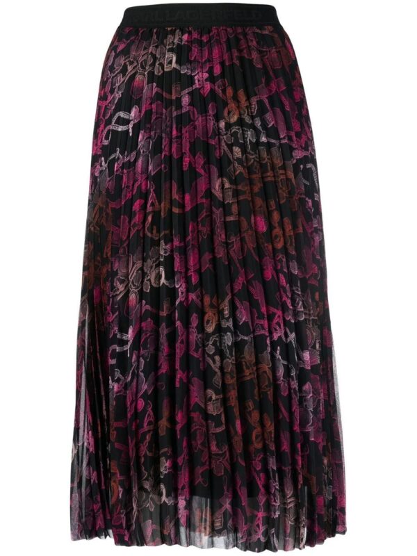Karl Lagerfeld  chain-print pleated midi skirt