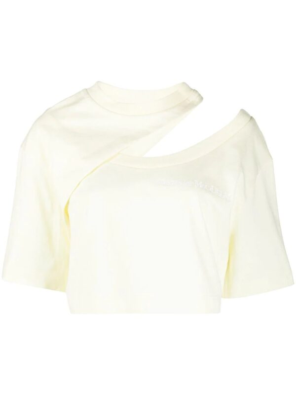 Alexander McQueen  embroidered-logo cropped T-shirt
