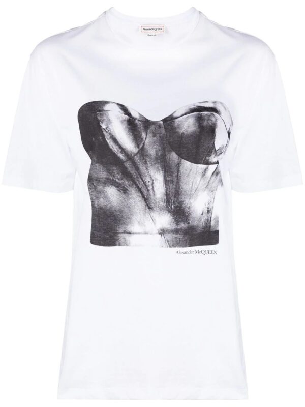 Alexander McQueen  corset-print cotton T-shirt