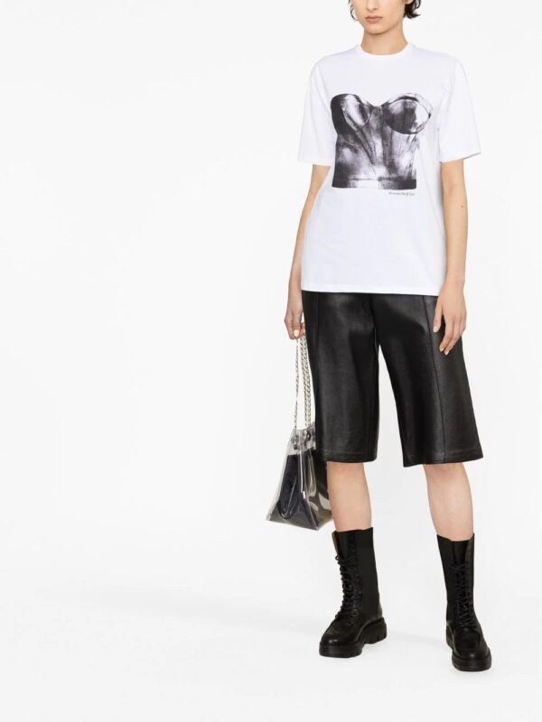 Alexander McQueen  corset-print cotton T-shirt - Image 2