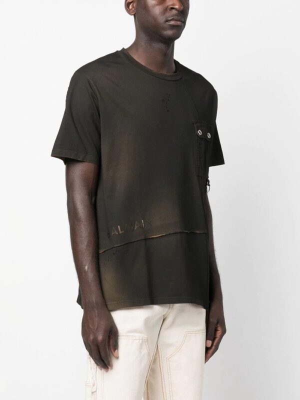 Balmain  logo-print asymmetric T-shirt - Image 3