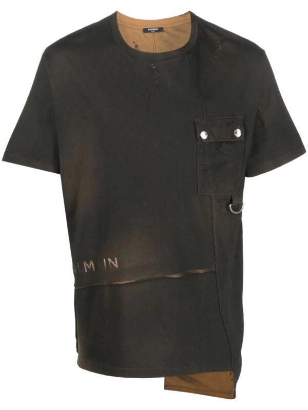 Balmain  logo-print asymmetric T-shirt
