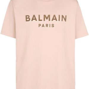 Balmain flocked-logo cotton T-shir