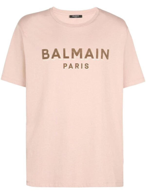 Balmain  flocked-logo cotton T-shir