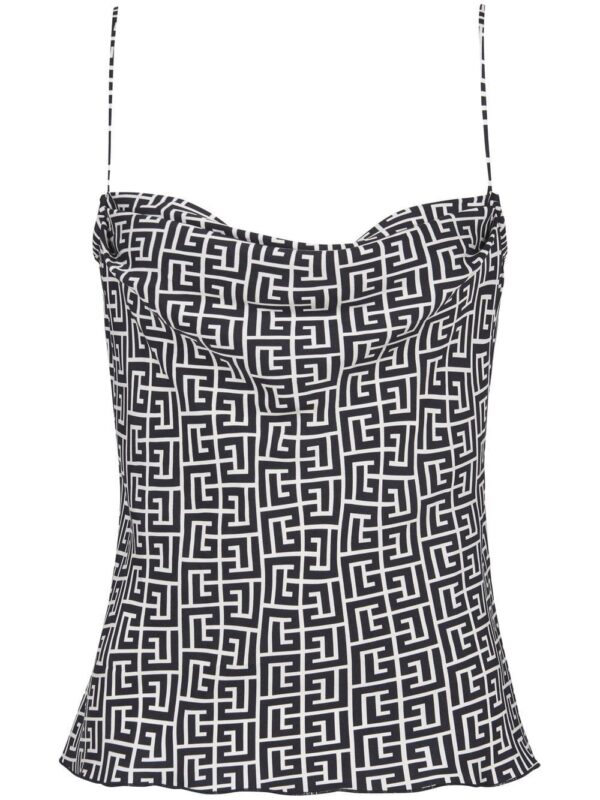 Balmain monogram-print camisole top