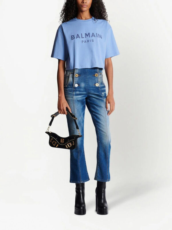 Balmain  logo-print cropped T-shirt - Image 2