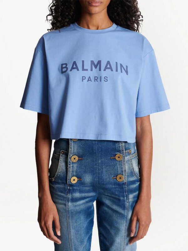 Balmain  logo-print cropped T-shirt - Image 4