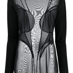 Balmain semi-sheer panelled top