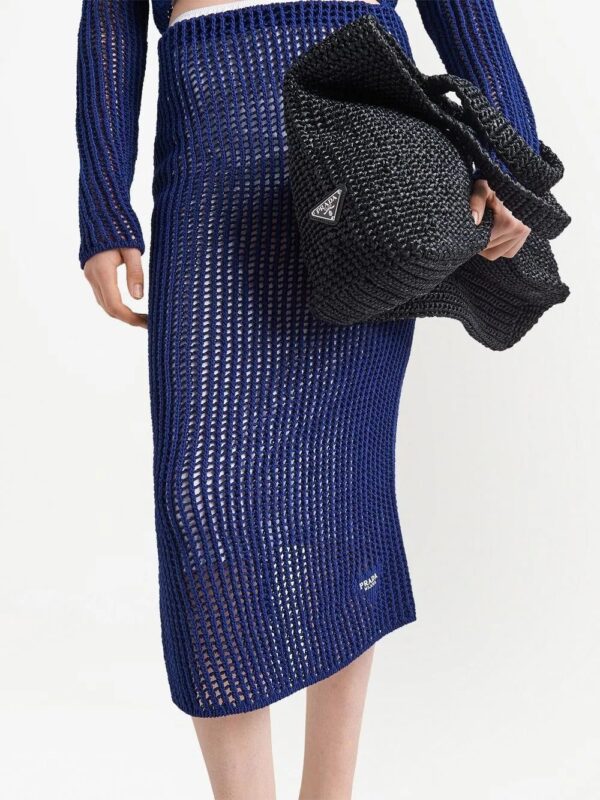 Prada  openwork-knit cotton midi skirt - Image 4