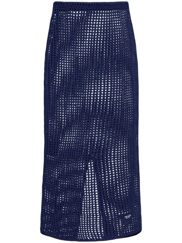 Prada  openwork-knit cotton midi skirt