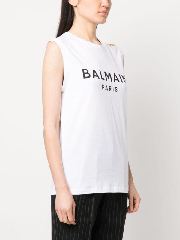 Balmain logo-print detail tank top - Image 3