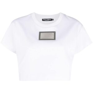 Dolce & Gabbana x KIM DOLCE&GABBANA logo plaque cropped T-shirt