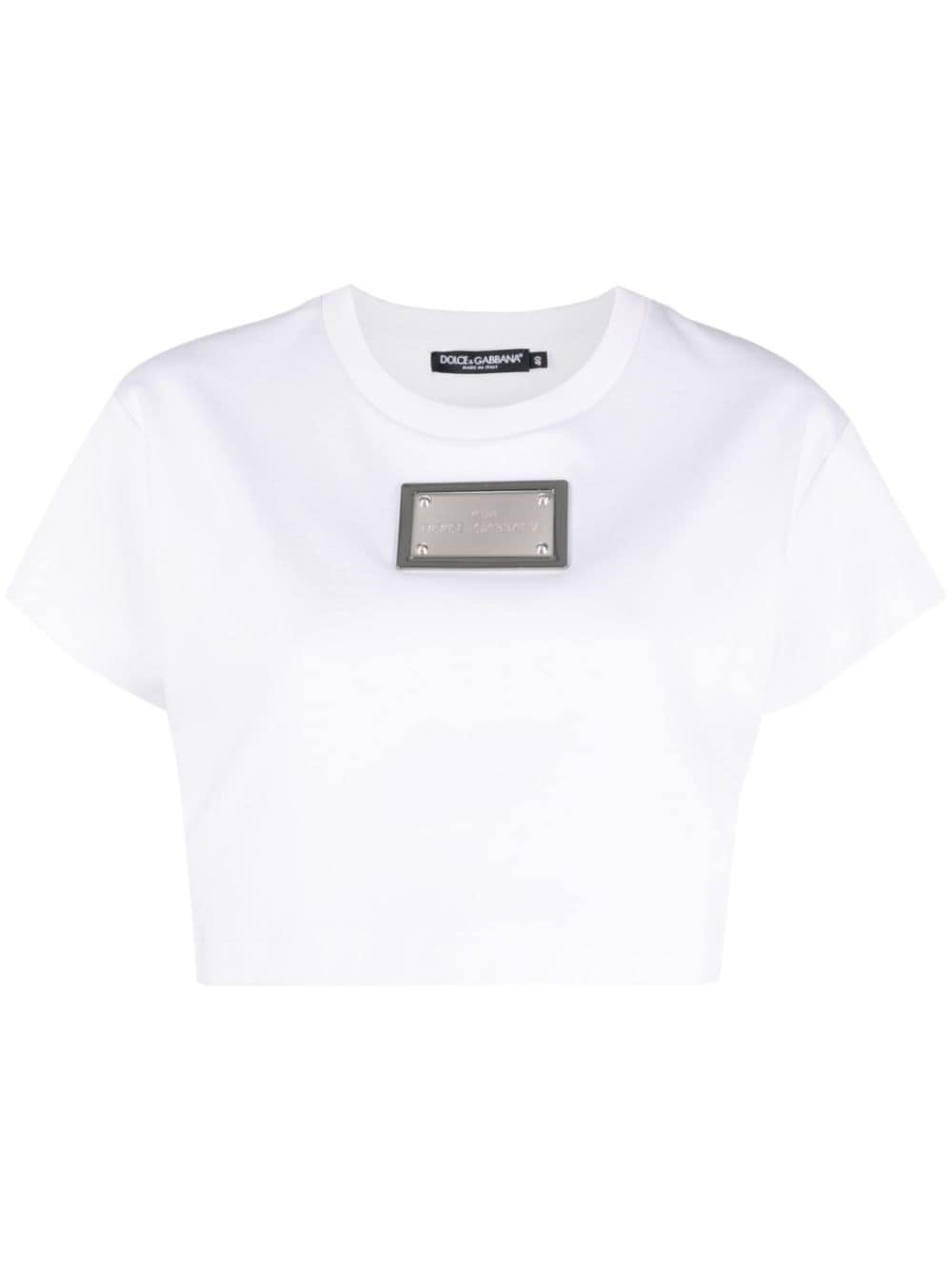 Dolce & Gabbana x KIM DOLCE&GABBANA logo plaque cropped T-shirt