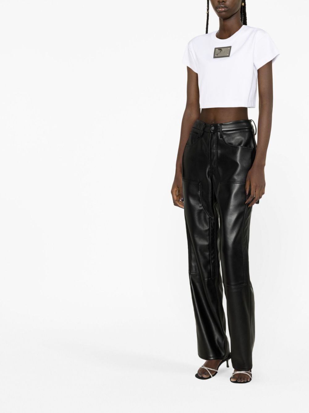 Dolce & Gabbana x KIM DOLCE&GABBANA logo plaque cropped T-shirt - Image 2