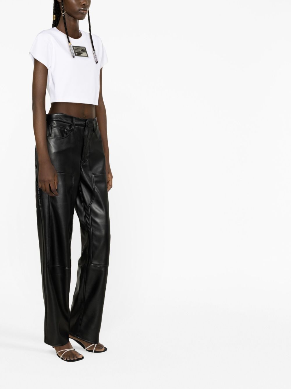 Dolce & Gabbana x KIM DOLCE&GABBANA logo plaque cropped T-shirt - Image 4