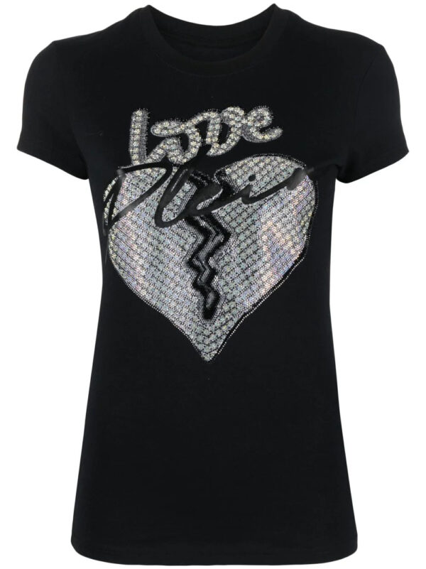 Philipp Plein  heart-motif rhinestone-embellished T-shirt