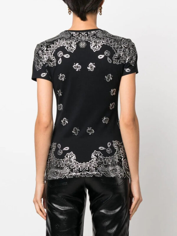 Philipp Plein  bandana rhinestone-embellished T-shirt - Image 4