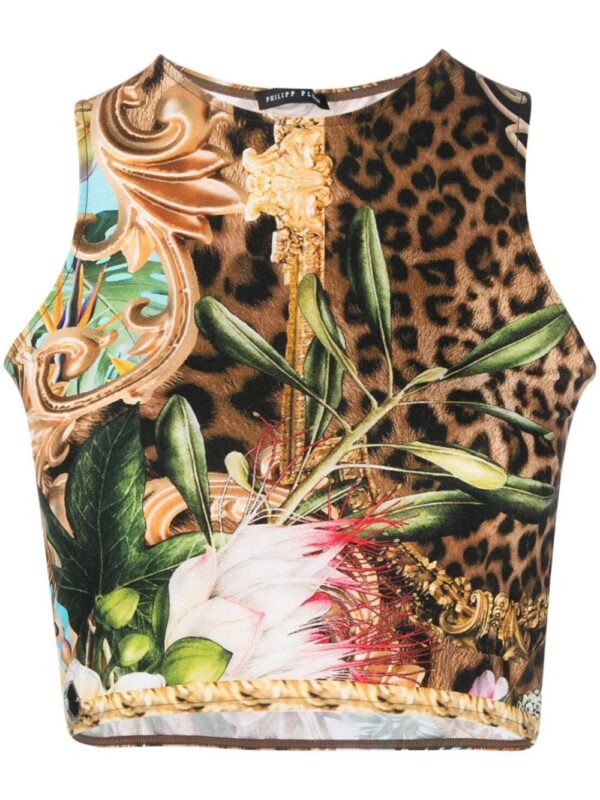 Philipp Plein  Baroque Flowers cropped top