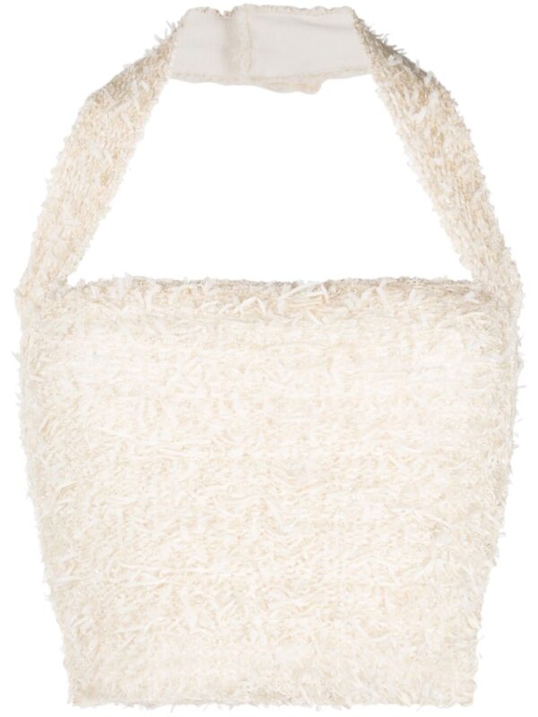 Balmain  square-neck tweed crop top