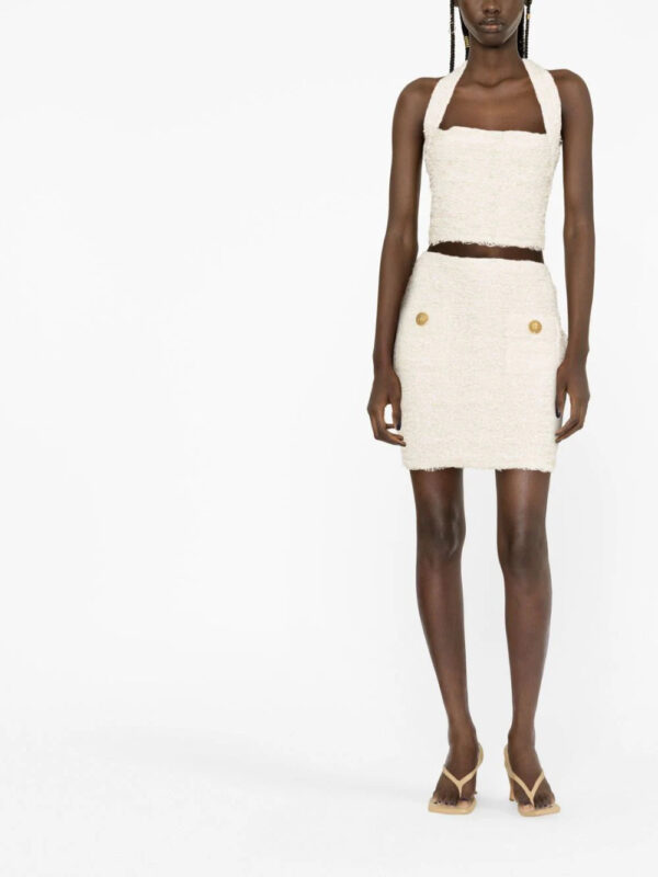 Balmain  square-neck tweed crop top - Image 4