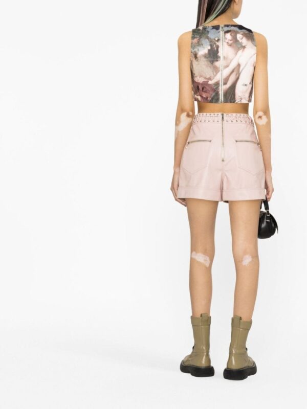 Balmain Sky-print leather crop top - Image 4