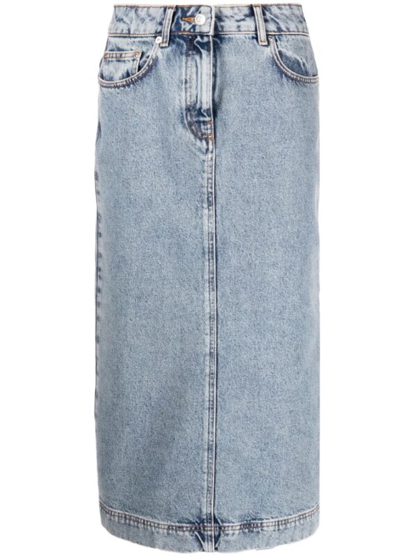 MOSCHINO JEANS  washed-denim midi skirt