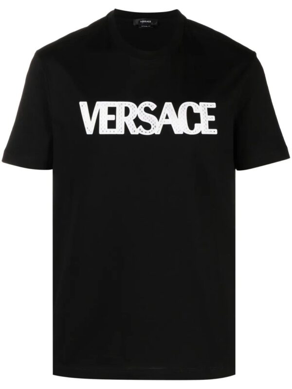 Versace  mesh logo appliqué T-shirt