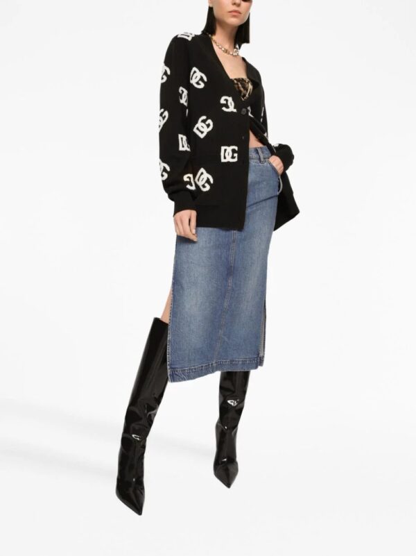 Dolce & Gabbana  logo-plaque midi denim skirt - Image 2