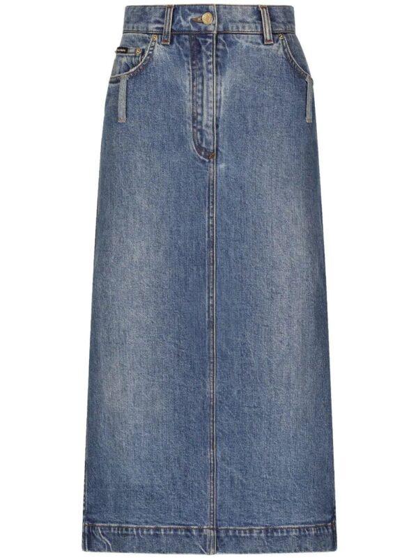 Dolce & Gabbana  logo-plaque midi denim skirt