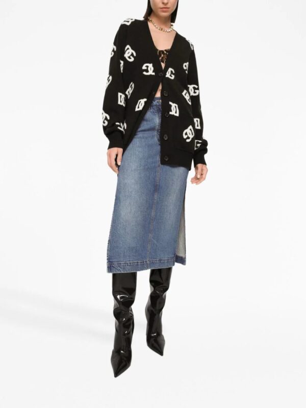 Dolce & Gabbana  logo-plaque midi denim skirt - Image 3