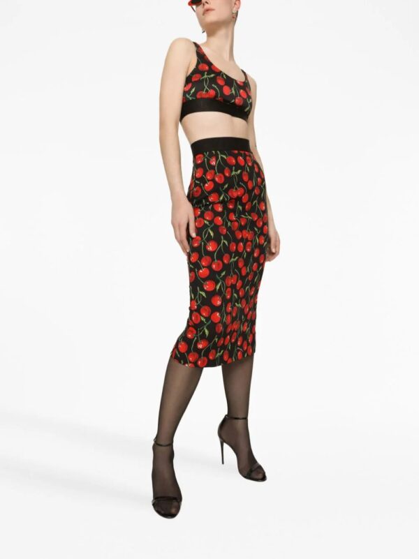 Dolce & Gabbana  cherry-print midi skirt - Image 3