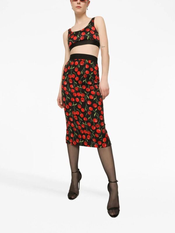 Dolce & Gabbana  cherry-print midi skirt - Image 2