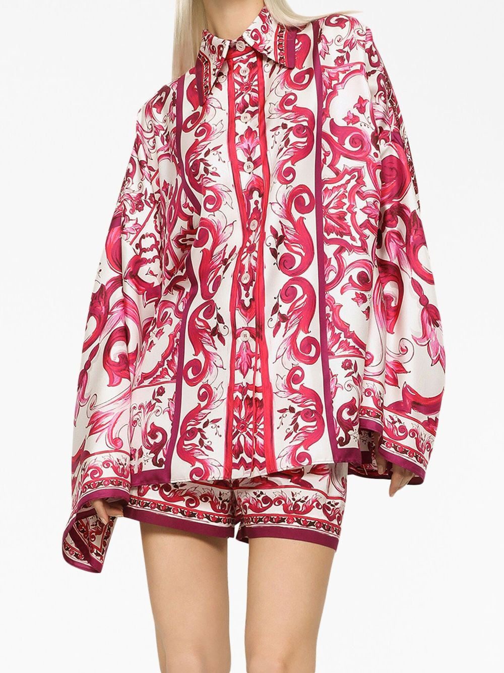 Dolce & Gabbana Majolica-print batwing-sleeve shirt - Image 5