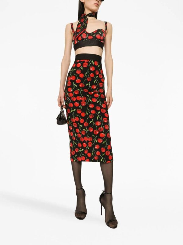 Dolce & Gabbana  cherry-print midi pencil skirt - Image 3
