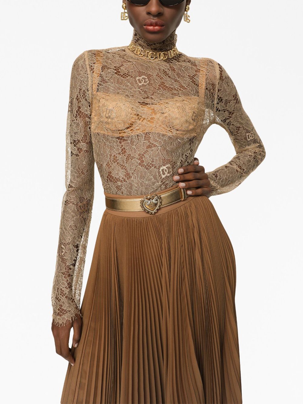 Dolce & Gabbana sheer-lace high-neck blouse - Image 5