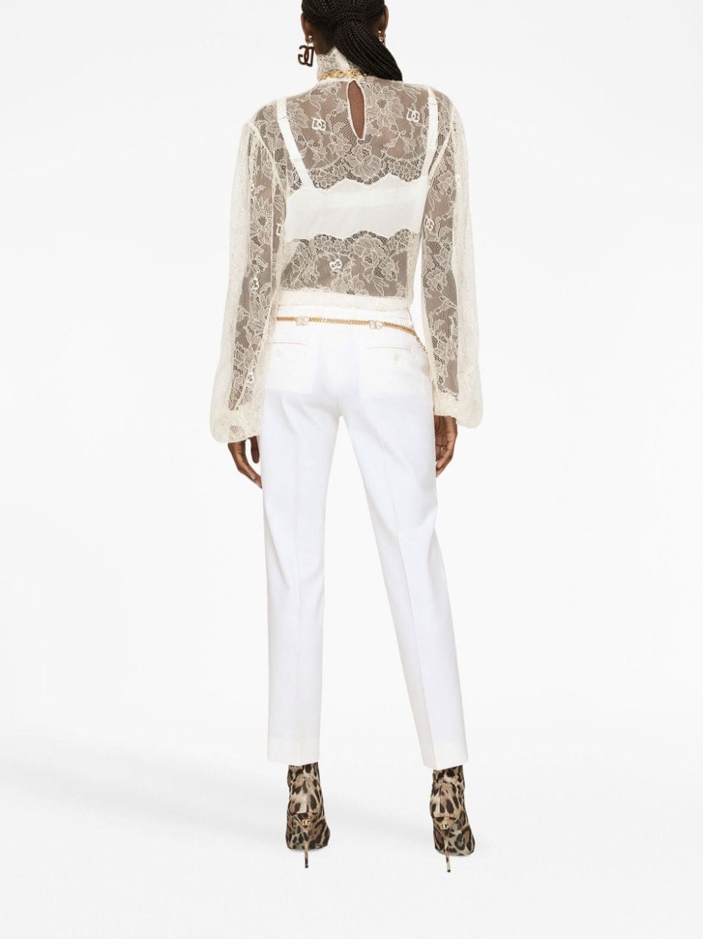 Dolce & Gabbana sheer-lace high-neck bouse - Image 4