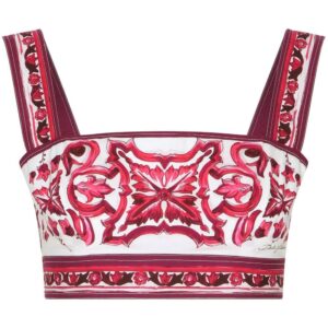 Dolce & Gabbana Majolica-print cotton crop top